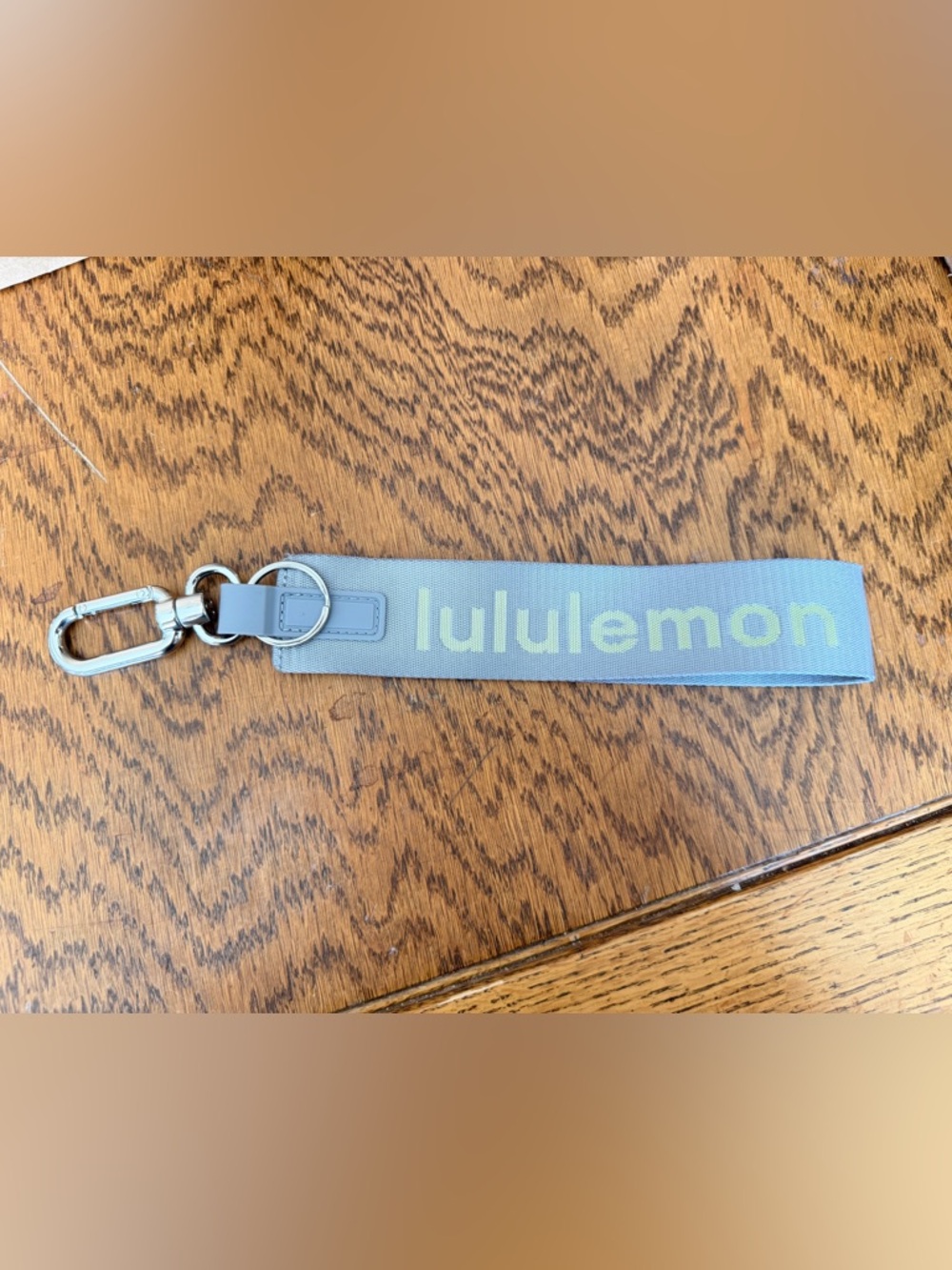 Lululemon Branded Gray Fabric Key Fob with Lime Logo